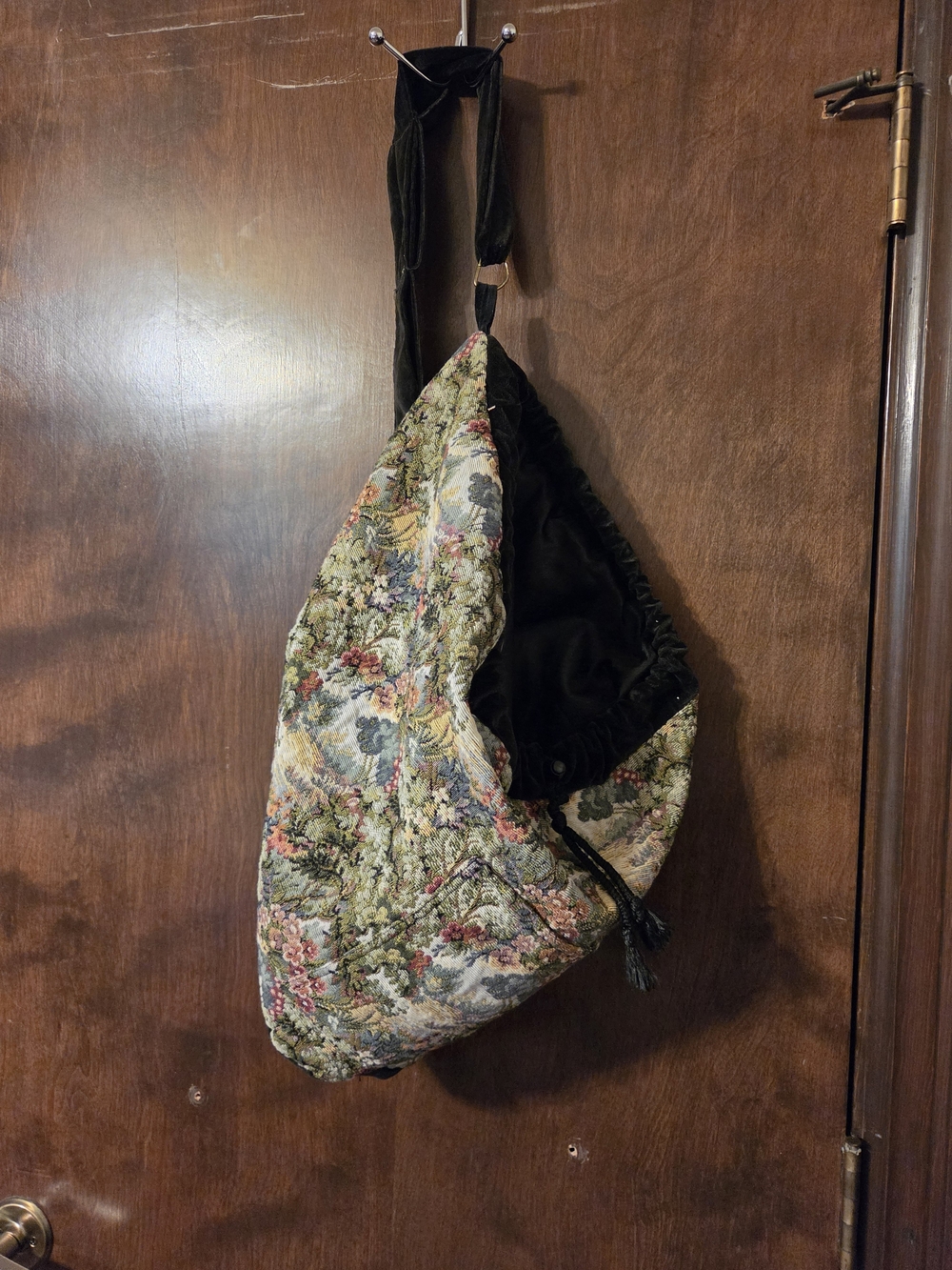 Vintage Maribou London Floral Tapestry Drawstring Shoulder Bag